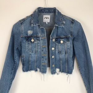 Distressed cropped Zara denim jacket